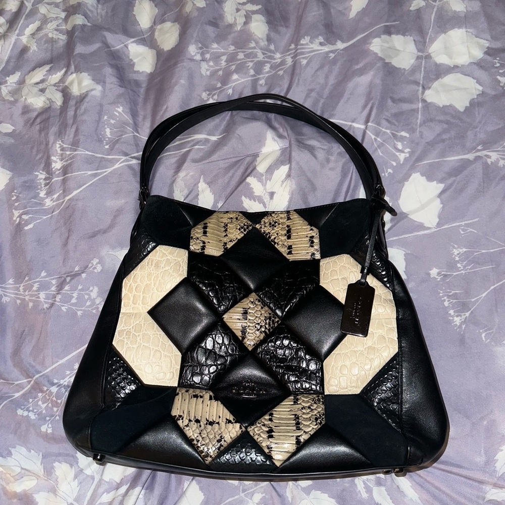 Coach Black and Cream Patchwork Shoulder Bag - Picture 2 of 3